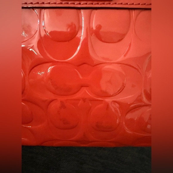 Coach authentic Papaya Orange Embossed Patent leather with hang tag - Picture 2 of 8